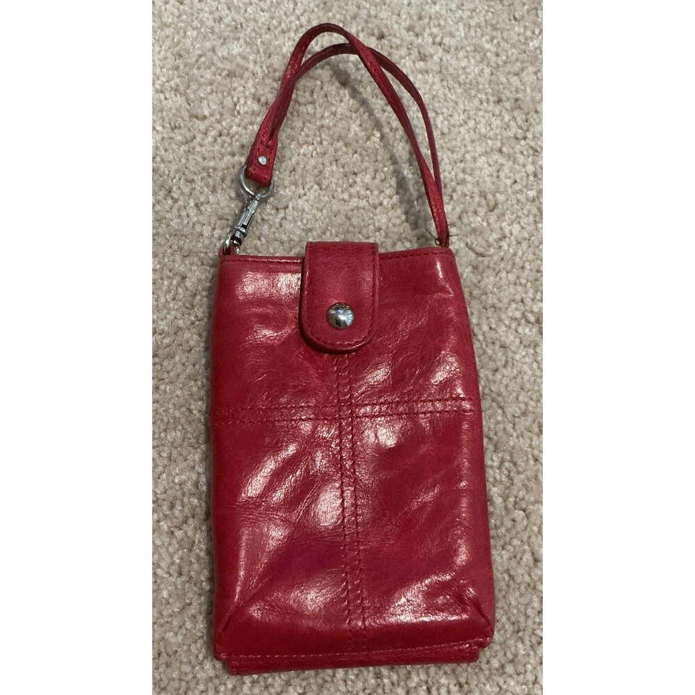 Hobo Red Leather Wallet Wristlet Bifold Design EUC